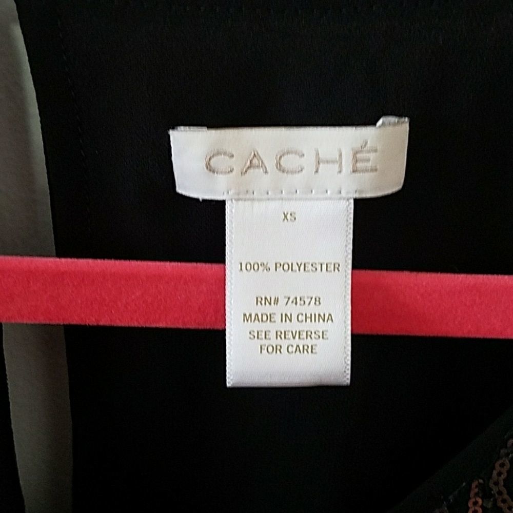 Cache Sleeveless Black Sequin Top - image 3